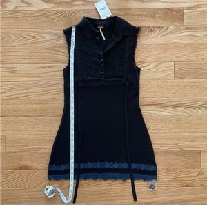 NWT! Free People Black Comb button front dress